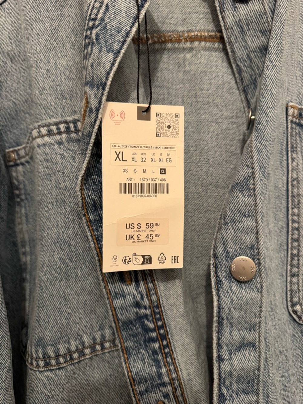 Zara Light Blue Denim Jacket - XL - Picture 3 of 4